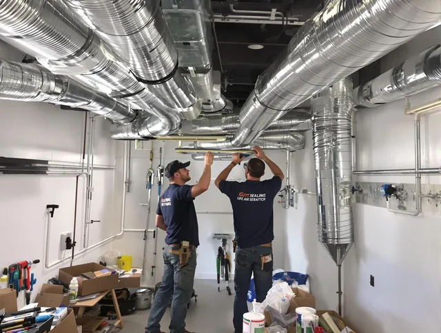Fairhaven Air Duct Cleaning technician applying professional duct sealing solutions in Fairhaven