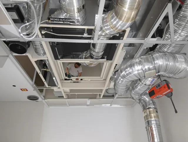 Fairhaven Air Duct Cleaning technician performing detailed central duct system cleaning in Fairhaven