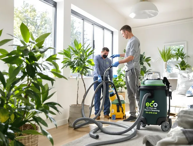Fairhaven Air Duct Cleaning technician performing eco-friendly duct cleaning using sustainable methods in Fairhaven