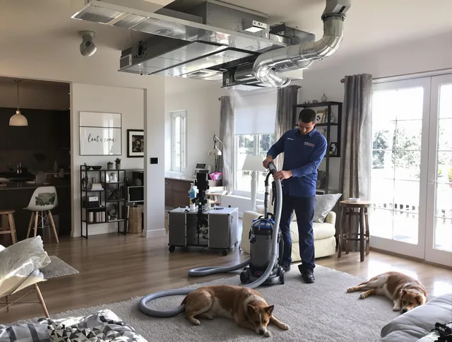 Fairhaven Air Duct Cleaning technician performing detailed indoor duct cleaning for improved air quality in Fairhaven